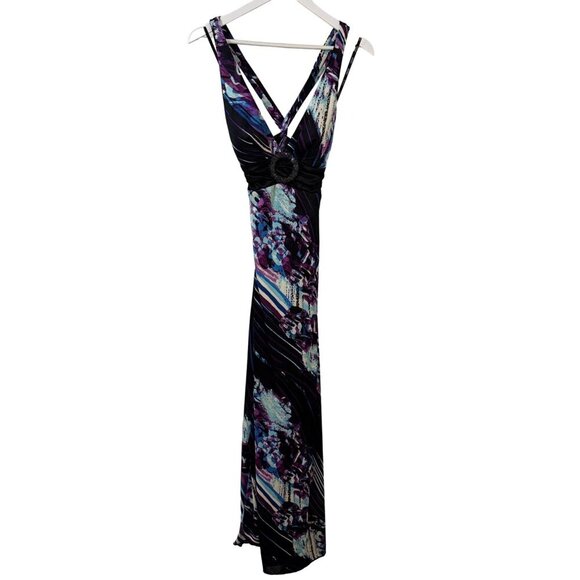 XOXO Womens Multicolor Maxi Dress Formal Gown Purple Black Medium - Picture 2 of 16